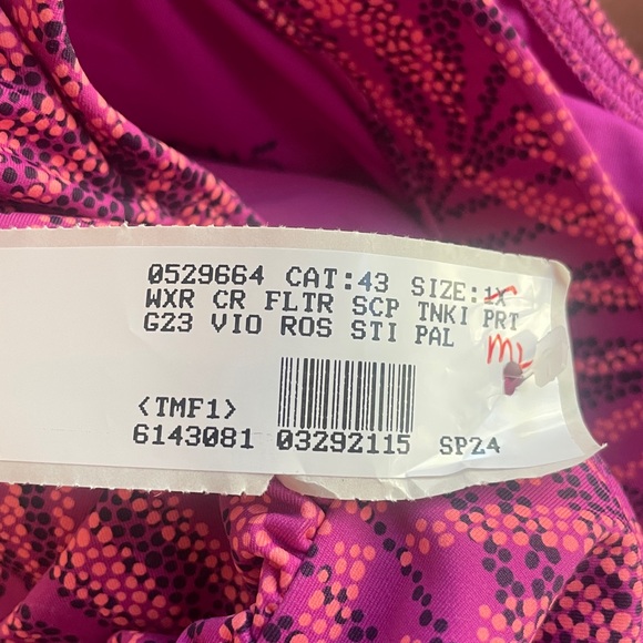 Lands’ End Adjustable Scoop Neck Tankini Top. Pink, purple, orange leaf Sz M NWT - Picture 9 of 10